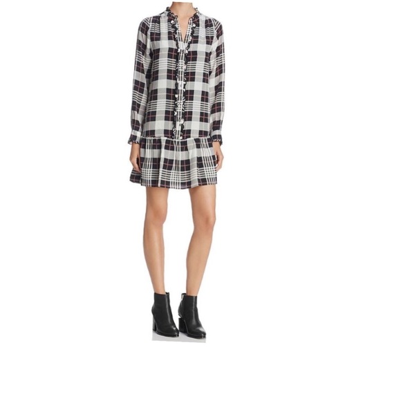 JOIE Kaisa Dress Drop Waist Silk Plaid Sz S - Picture 1 of 10
